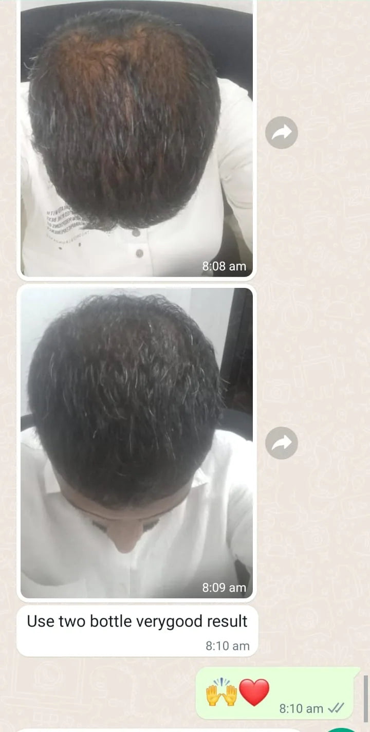 Customer WhatsApp result screenshot after using two bottles